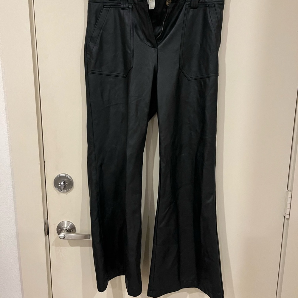 Anthropologie The Naomi Faux Leather Wide-Leg Flare Pants